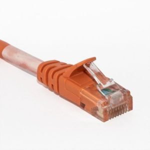 CP Technologies® ClearLinks™ C5E-OR-03-M Molded Boot Unshielded UTP Patch Cord, Category: Cat 5e, 24 AWG Bare Stranded Copper Conductor, RJ45 Modular Plug Connector, 3 ft Cord Length