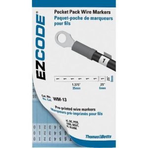 E-Z Code® WM-A-Z Standard Wire Marker Book, 5 in L x 3 in W, Black/White Legend/Background, Vinyl Cloth