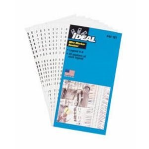 IDEAL® 44-110 Pre-Printed Wire Marker Booklet, 1-1/2 in L x 1/4 in W, Black/White Legend/Background, Plastic Impregnated Cloth