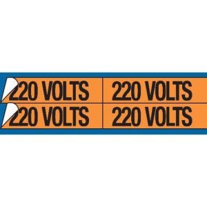 E-Z Code® WDT-5013 Style B Conduit and Voltage Marker Card, 1-1/8 in Label Width, 4-1/2 in Label Length, Legend: 208 VOLTS, Black Legend, Orange Background, Vinyl
