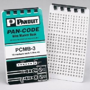 Panduit® PCMB-9 Pre-Printed Wire Marker Book, 1.38 in L x 0.22 in W, Black on White Legend/Background, Vinyl Cloth