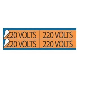 E-Z Code® WDT-5015 Style B Conduit and Voltage Marker Card, 1-1/8 in Label Width, 4-1/2 in Label Length, Legend: 230 VOLTS, Black Legend, Orange Background, Vinyl