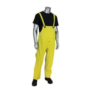 PIP® FALCON™ Flex™ 201-650B/5X Rain Bib Overall, 5XL, Yellow, Ribbed PVC on Non-Woven Polyester, 34 in L Inseam