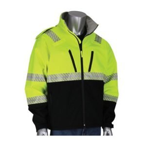 PIP® 333-1550-LY/XL Fleece Lined Jacket, Black/Hi-Viz Lime Yellow, Polyester, 53 in Chest, Resists: Water, Specifications Met: ANSI 107 Class 3 Type R