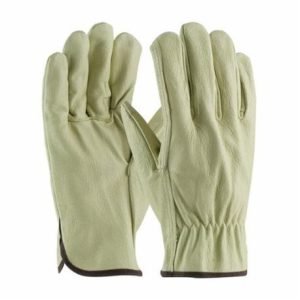 PIP® 70-301/L Economy Grade General Purpose Gloves, Drivers, L, Top Grain Pigskin Leather Palm, Top Grain Pigskin Leather, Natural, Slip-On Cuff, Uncoated Coating, Resists: Moisture, Unlined Lining, Straight Thumb