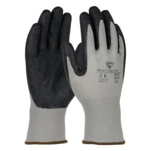 PIP® PosiGrip™ 713SLC/M Unisex General Purpose Gloves, Coated/Work, Seamless Style, M, Latex Palm, 13 ga Nylon, Black/Gray, Knit Wrist Cuff, Latex Coating, Nylon Lining