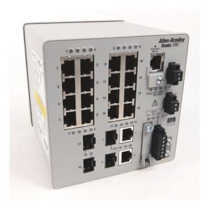 Rockwell Automation Stratix 5700 Switch, Managed, 16 Fast Ethernet Copper Ports, 2 Gigabit Ethernet Combo Ports, 2 Fast Ethernet Fiber SFP Slots, Full Software, CIP Sync, DLR